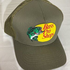Bass Pro Shops Olive Trucker Hat Mesh Back Adjustable Snapback Cap